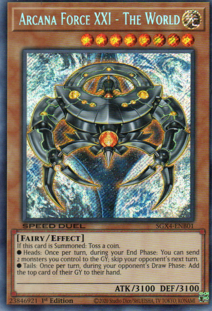 Arcana Force XXl - The World carta yugi SGX4-END03 Secret rare