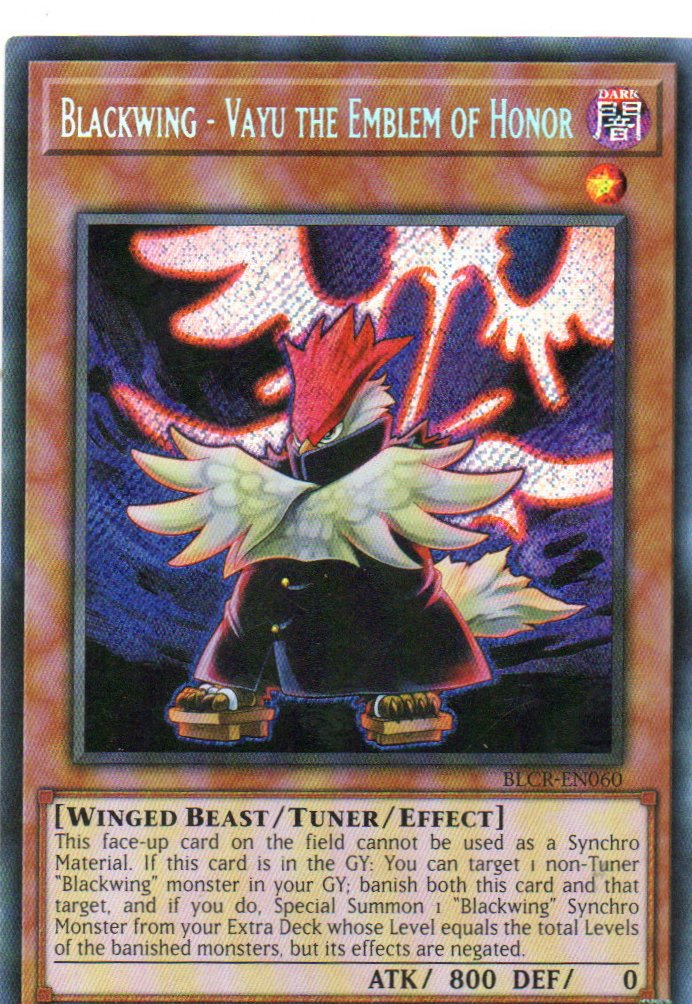 Blackwing - Vayu the Emblem of Honor carta yugi BLCR-EN060 Secret Rare