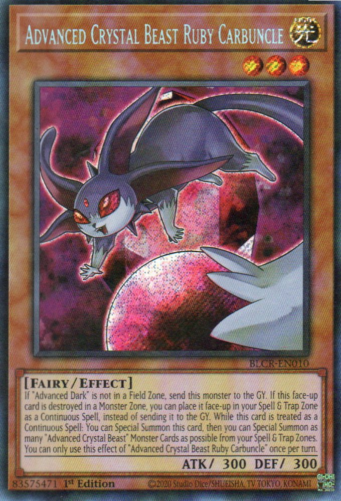 Advanced Crystal Beast Ruby Carbuncle carta yugi BLCR-EN010 Secret Rare