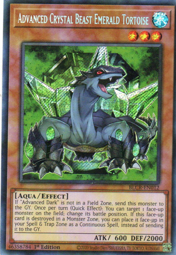 Advanced Crystal Beast Emerald Tortoise carta yugi BLCR-EN012 Secret Rare