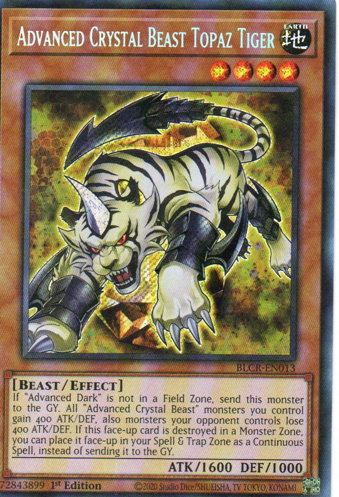 Advanced Crystal Beast Topaz Tiger carta yugi BLCR-EN013 Secret Rare