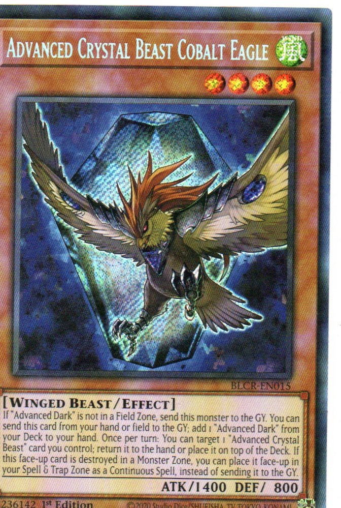 Advanced Crystal Beast Cobalt Eagle carta yugi BLCR-EN015 Secret Rare