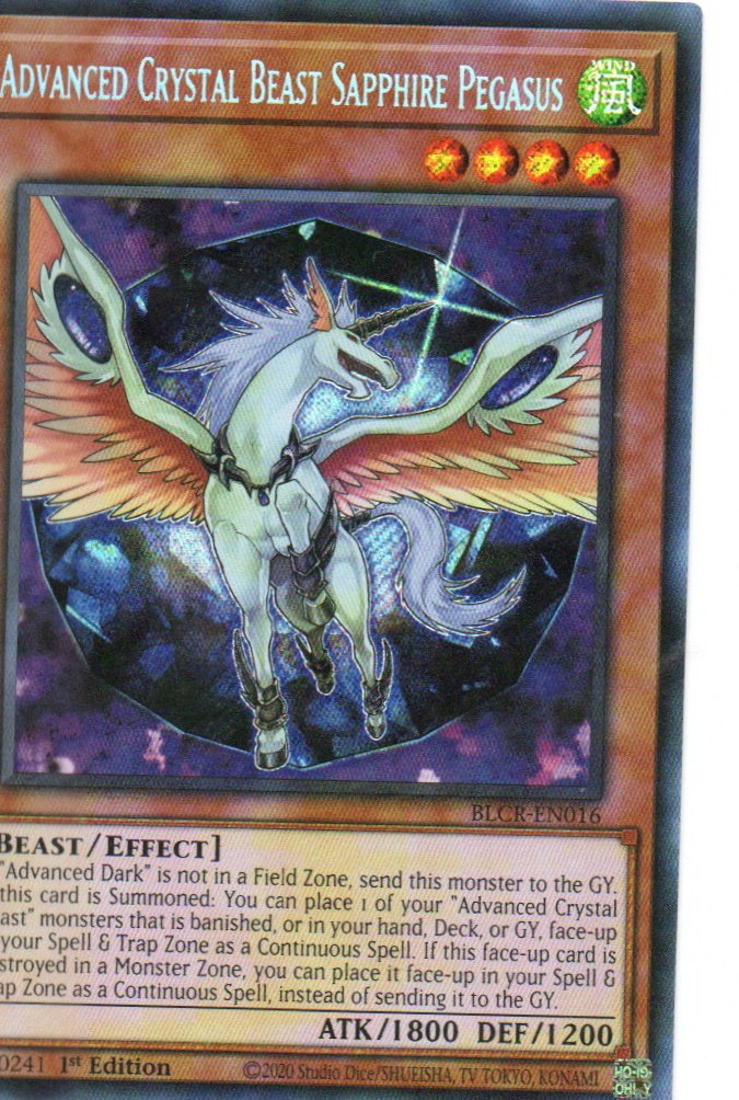 Advanced Crystal Beast Saphire Pegasus Carta Yugi BLCR-EN016