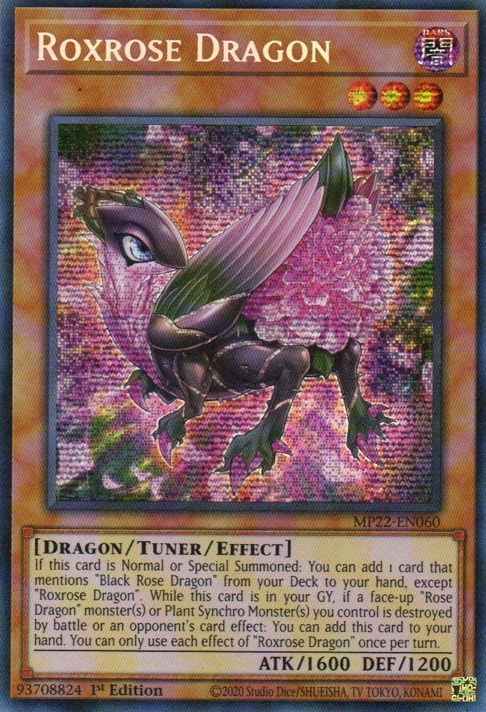 Roxrose Dragon carta yugi MP22-EN060 Secret rare