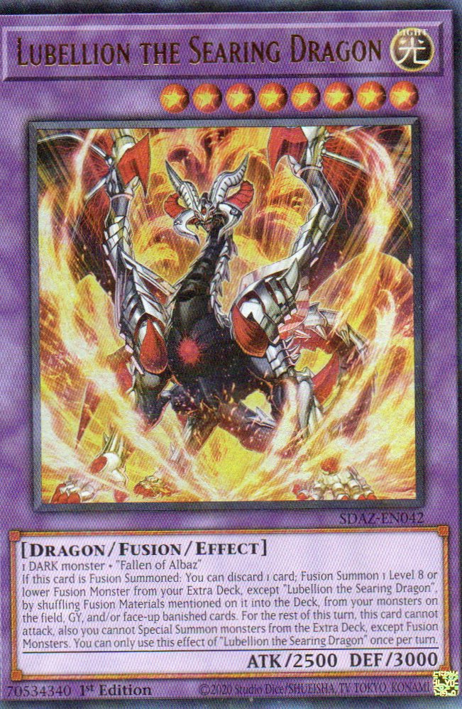 Lubellion the Searing Dragon carta yugi SDAZ-EN042 Ultra rare
