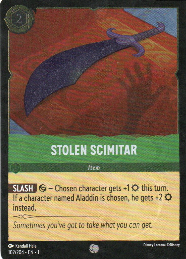 Stolen Scimitar carta lorcana Common foil