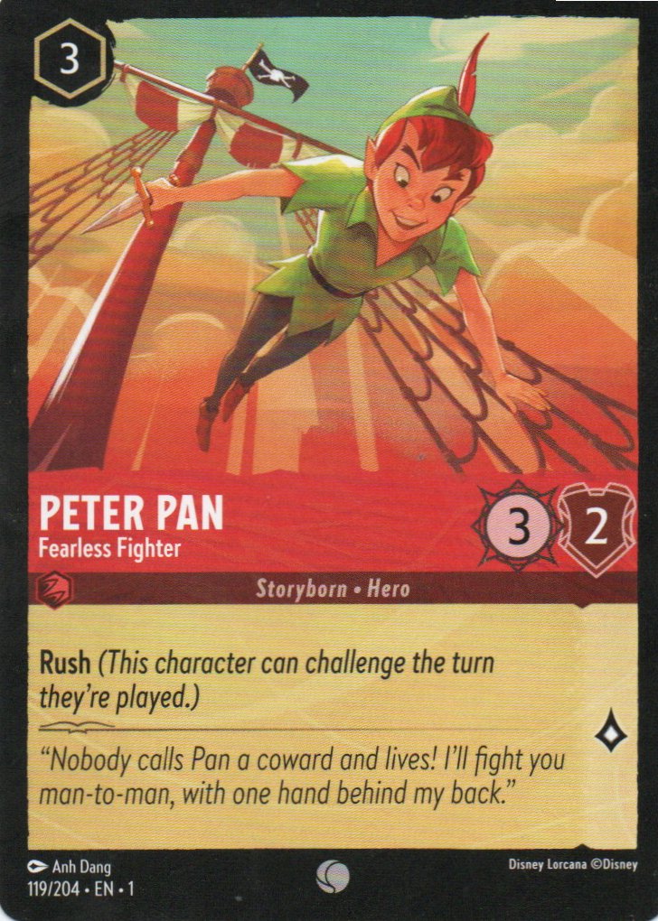 Peter Pan - Fearless Fighter carta lorcana Common