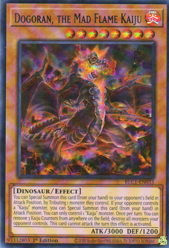 Dogoran, the Mad Flame Kaiju (Silver) carta yugi BLC1-EN033 Ultra Rare