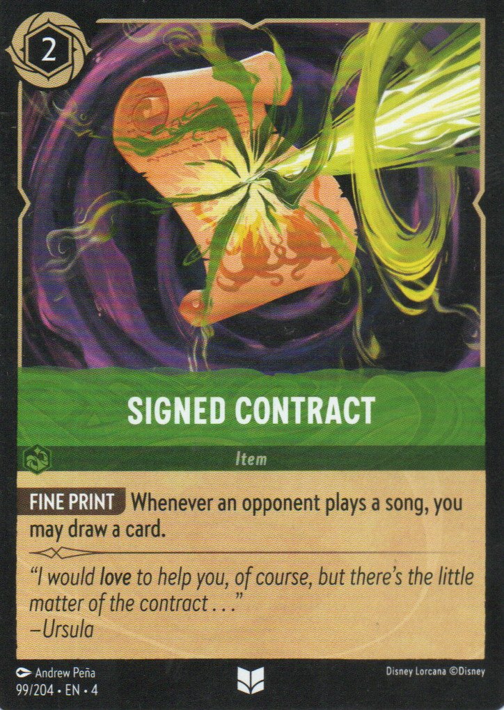 Signed Contract carta lorcana Uncommon