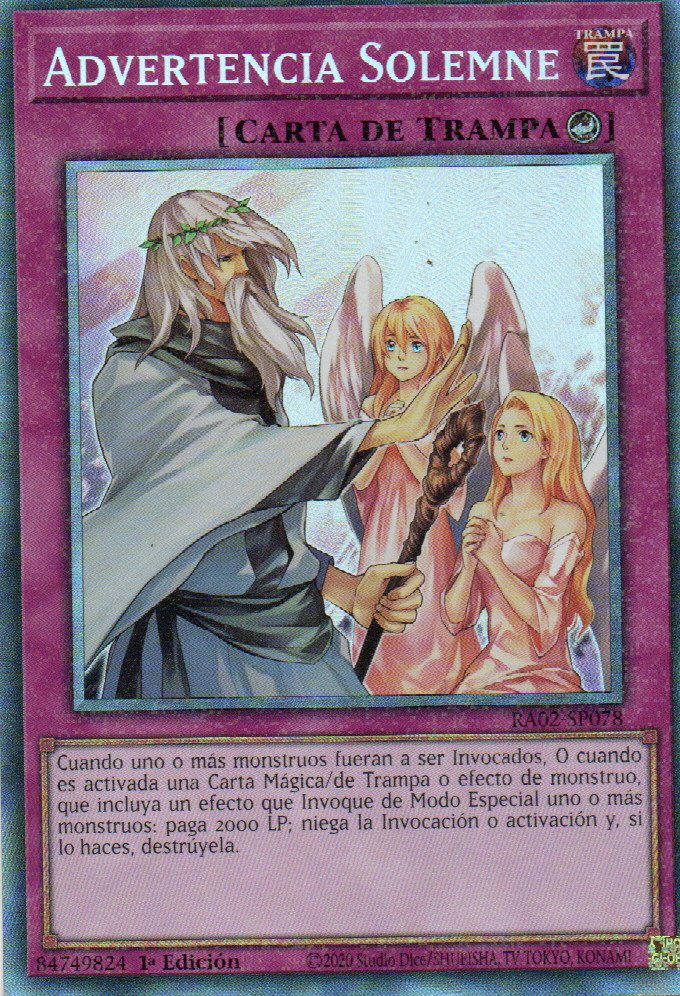 Advertencia Solemne carta yugi RA02-SP078 Collector