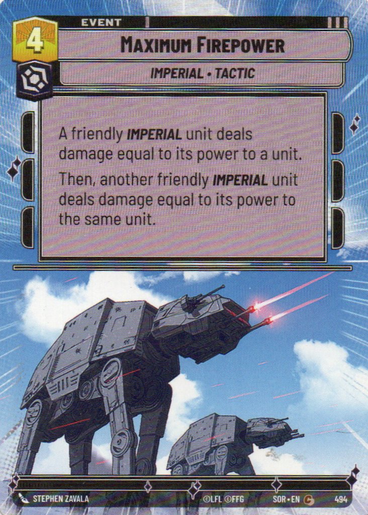 Maximum Firepower carta SWU SOR 494 Common Hyper