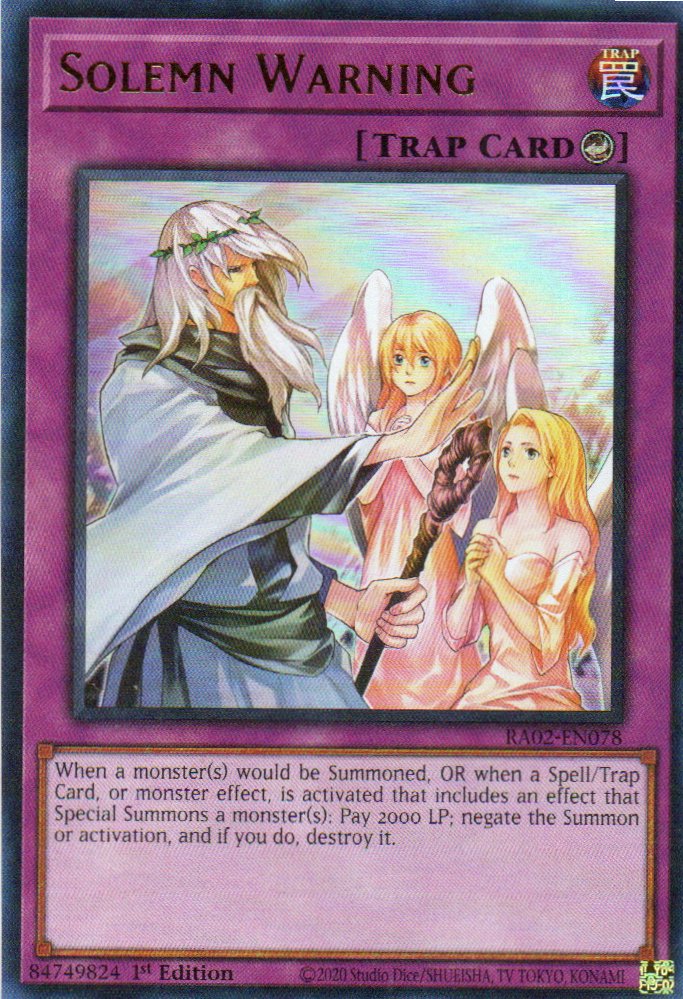 Solemn Warning carta yugi RA02-EN078 Ultra Rare