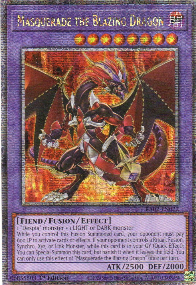 Masquerade the Blazing Dragon carta yugi RA02-EN022 Quarter Rare