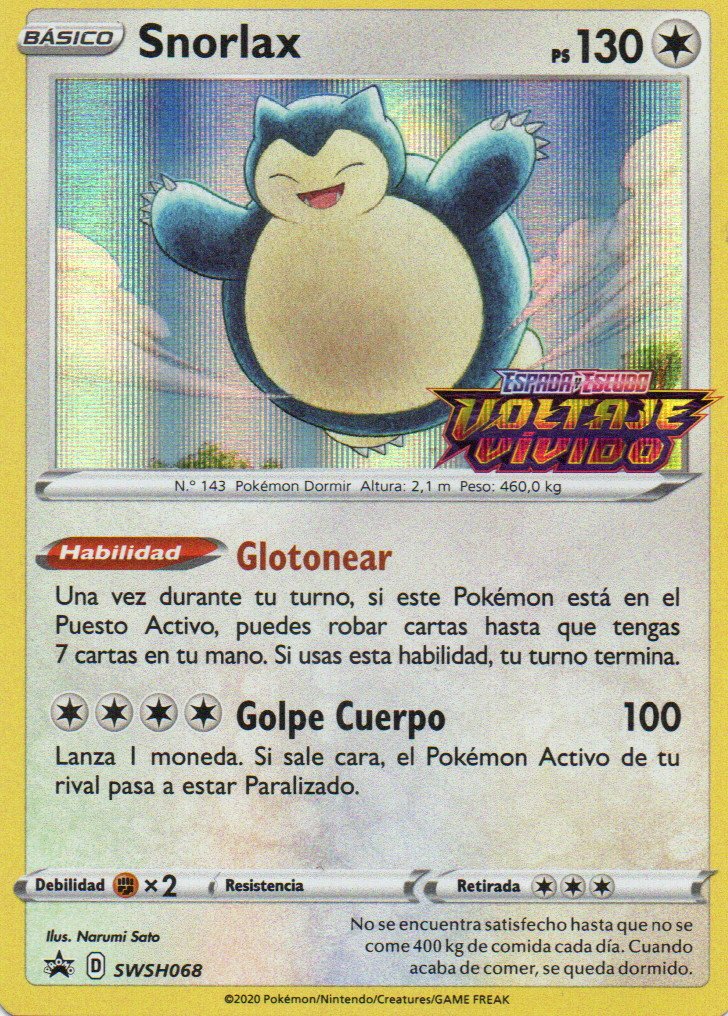 Snorlax carta poke Sword & Shield SP SWSH068 / Promo