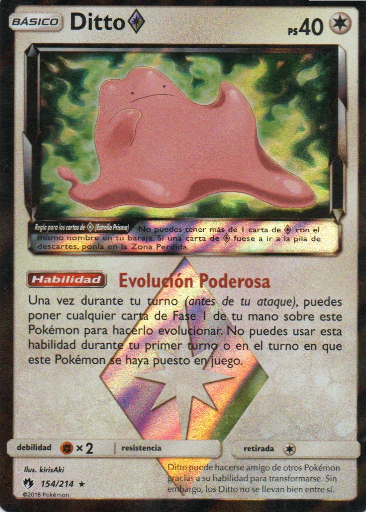 Ditto Prism Star carta poke Lost Thunder SP 154/214 / Prism Rare