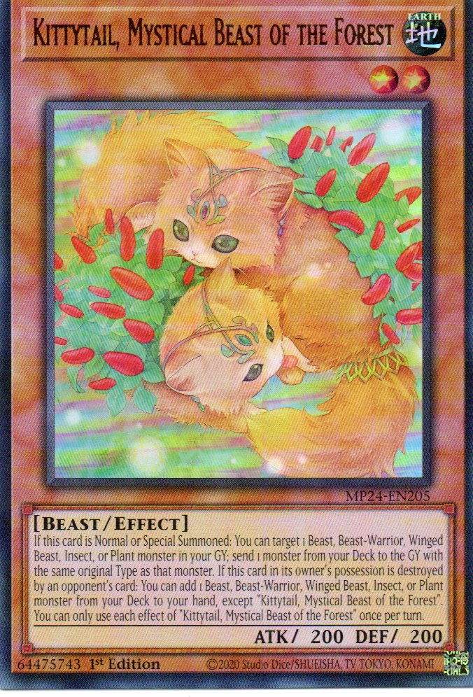 Kittytail, Mystical Beast of the Forest carta yugi MP24-EN205 Ultra Rare