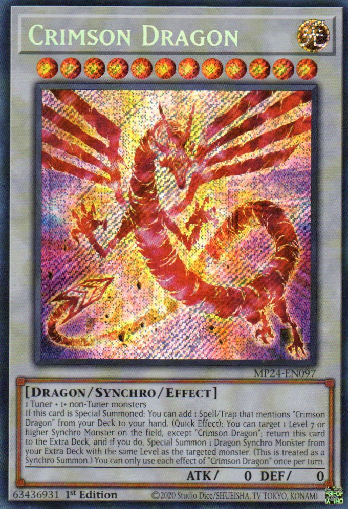 Crimson Dragon carta yugi MP24-EN097 Prismatic Secret Rare