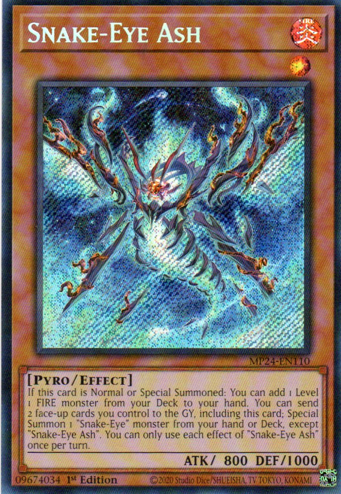 Snake-Eye Ash carta yugi MP24-EN110 Prismatic Secret Rare