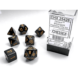 Chessex- Dados Opaque - Black/Gold