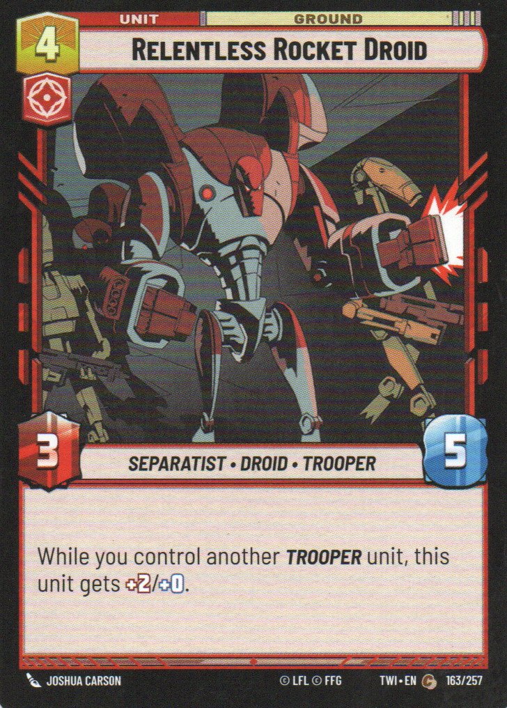 x3 Relentless Rocket Droid carta swu TWI163/257 Common