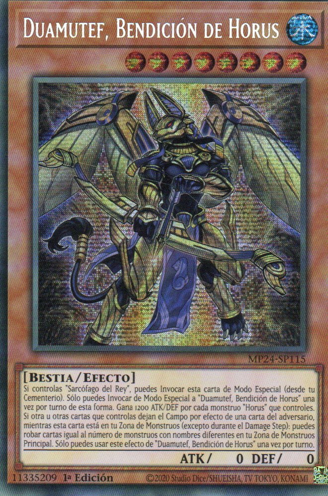 Duamutef, Bendicion de Horus carta yugi MP24-SP115 Prismatic Secret Rare