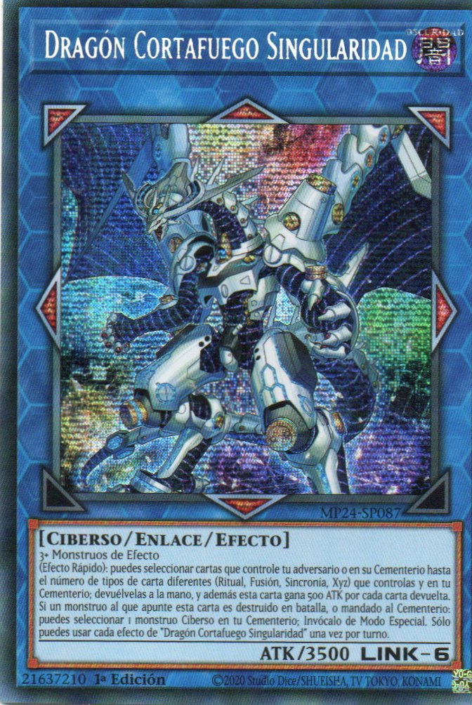 Dragon Cortafuego Singularidad carta yugi MP24-SP087 Prismatic Secret Rare
