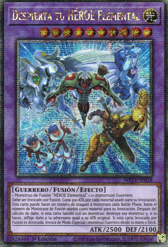 Despierta tu HEROE Elemental carta yugi MP24-SP018 Quarter Secret Rare