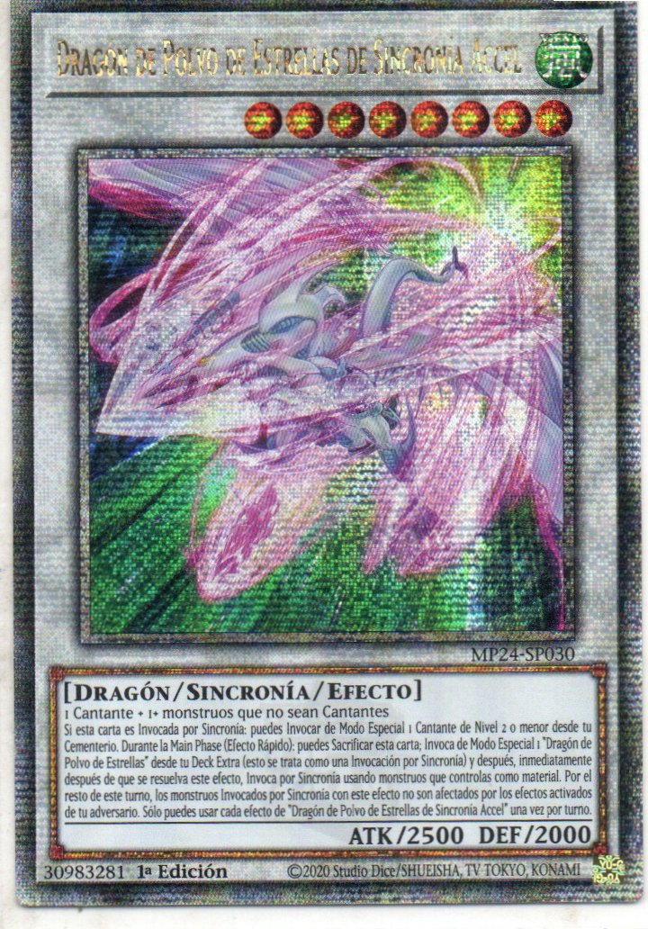Dragon de Polvo de Estrellas de Sincronia Accel carta yugi MP24-SP030 Quarter Secret Rare