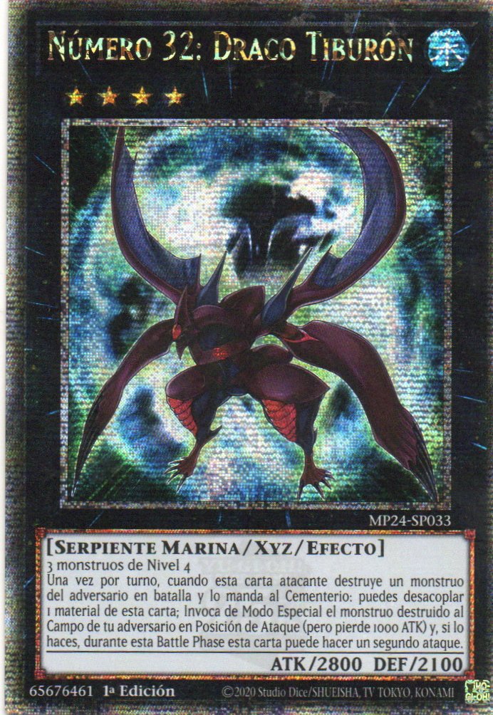 Numero 32: Draco Tiburon carta yugi MP24-SP033 Quarter Secret Rare