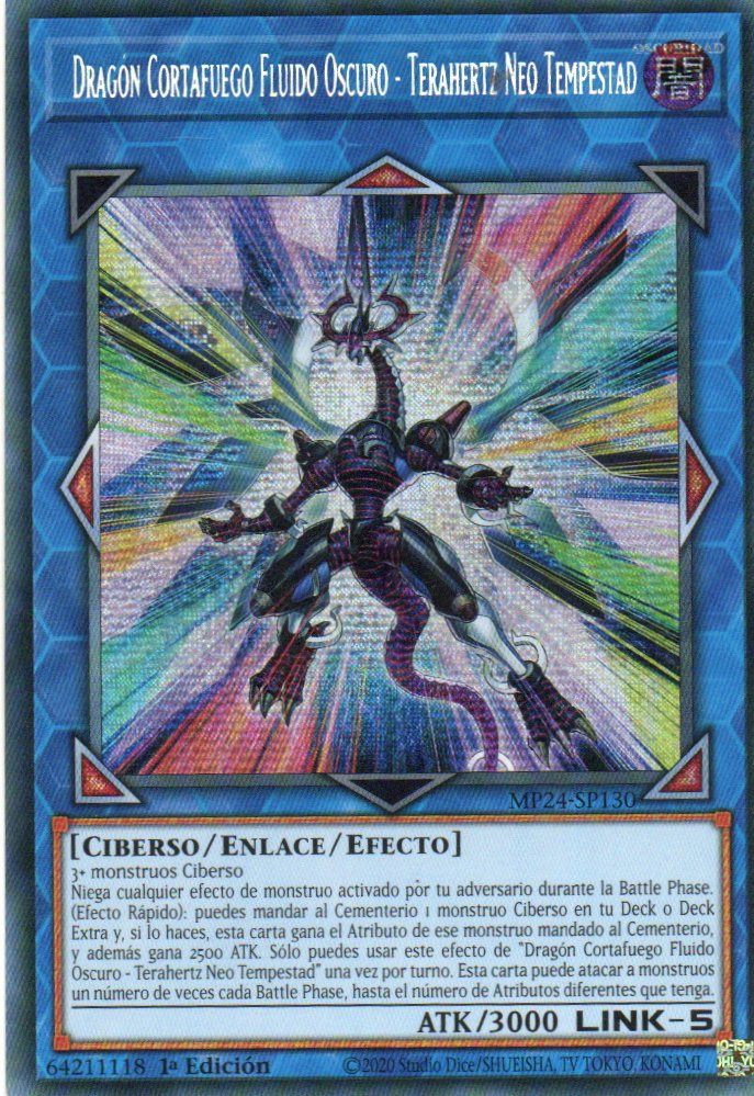 Dragon Cortafuego Fluido Oscuro - Terahertz Neo Tempestad carta yugi MP24-SP130 Prismatic Secret Rare