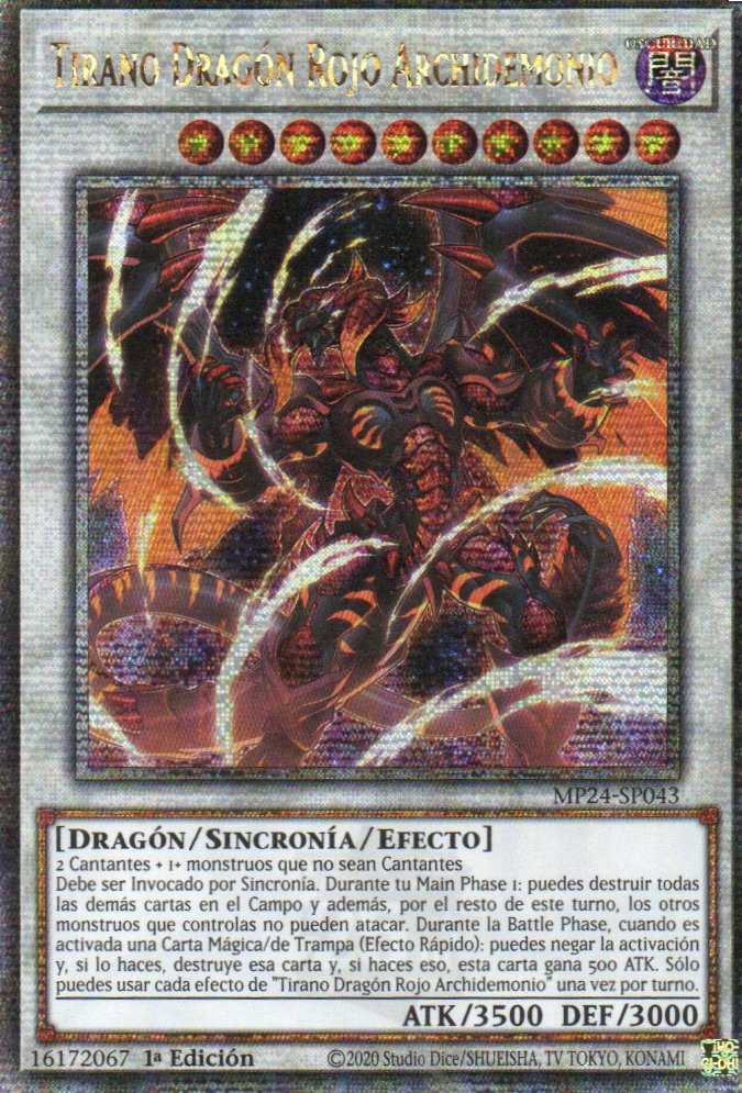 Tirano Dragon Rojo Archidemonio carta yugi MP24-SP043 Quarter Secret Rare