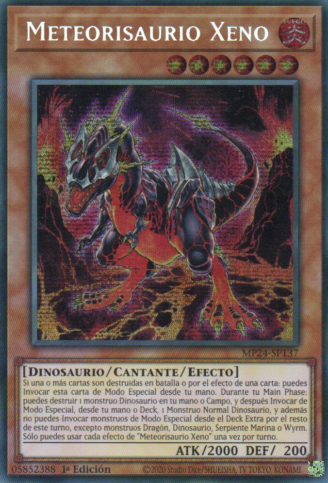 Meteorisaurio Xeno carta yugi MP24-SP137 Prismatic Secret Rare