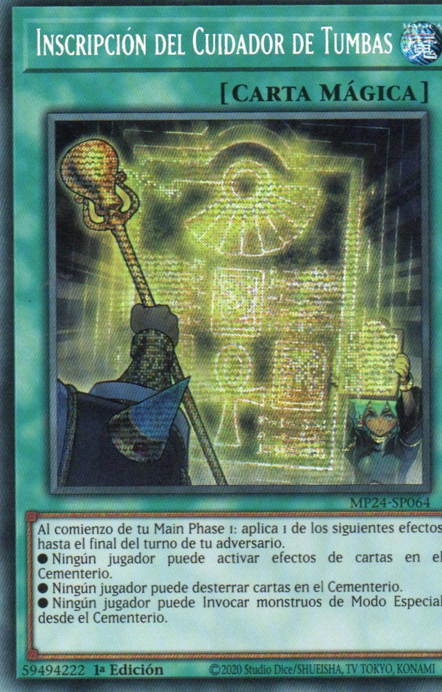 Inscripcion del Cuidador de Tumbas carta yugi MP24-SP064 Prismatic Secret Rare