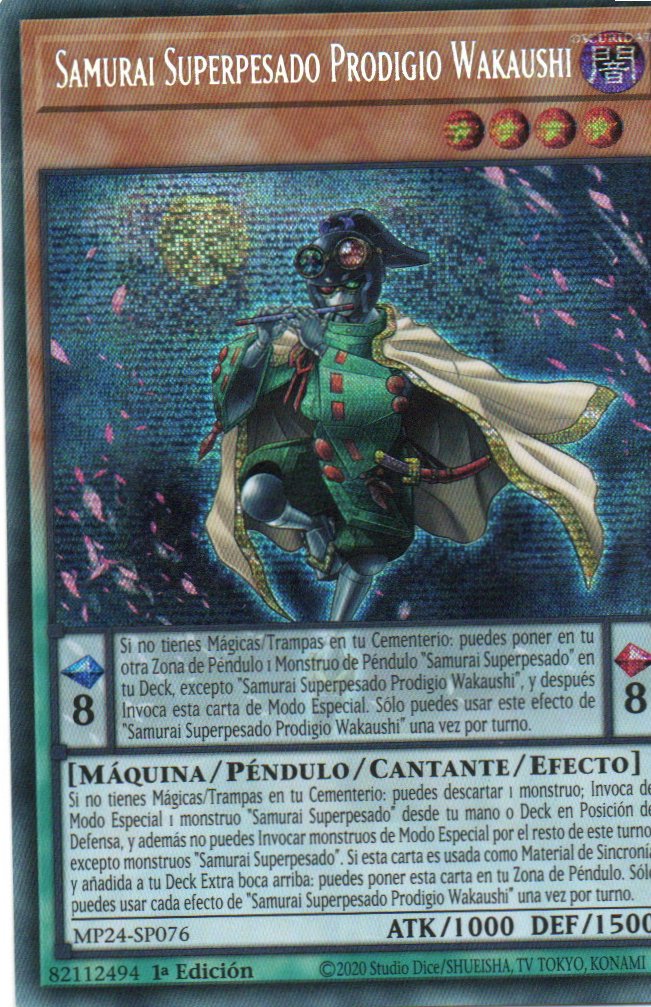 Samurai Superpesado Prodigio Wakaushi carta yugi MP24-SP076 Prismatic Secret Rare