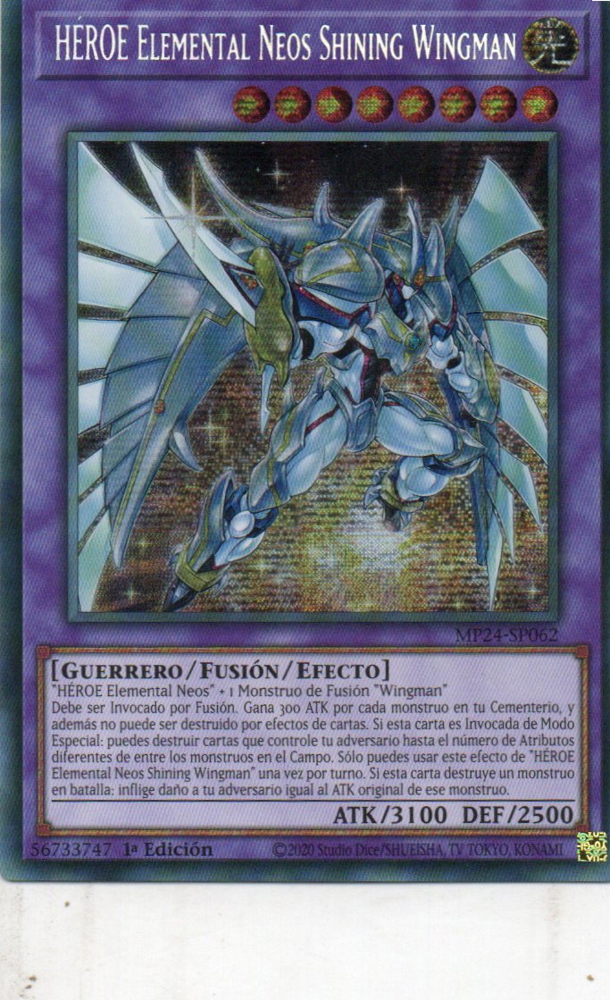 HEROE Elemental Neos Shining Wingman carta yugi MP24-SP062 Prismatic Secret Rare