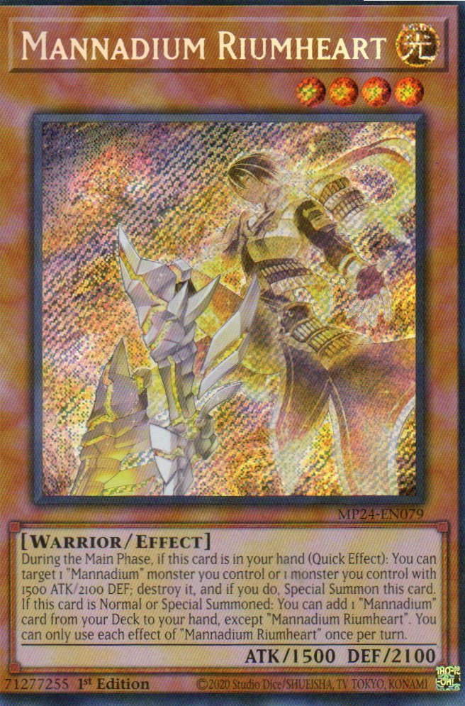 Mannadium Riumheart carta yugi MP24-SP079 Prismatic Secret Rare