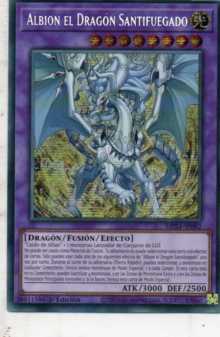 Albion el Dragon Santifuegado carta yugi MP24-SP082 Prismatic Secret Rare