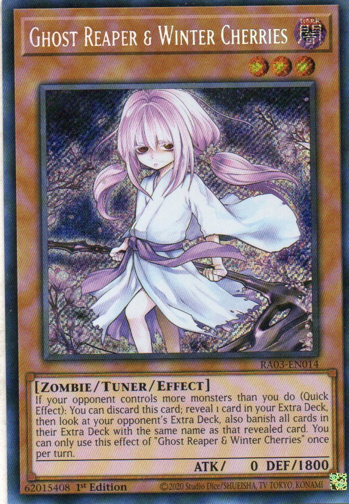 Ghost Reaper & Winter Cherries carta yugi RA03-EN014 Prismatic Secret Rare