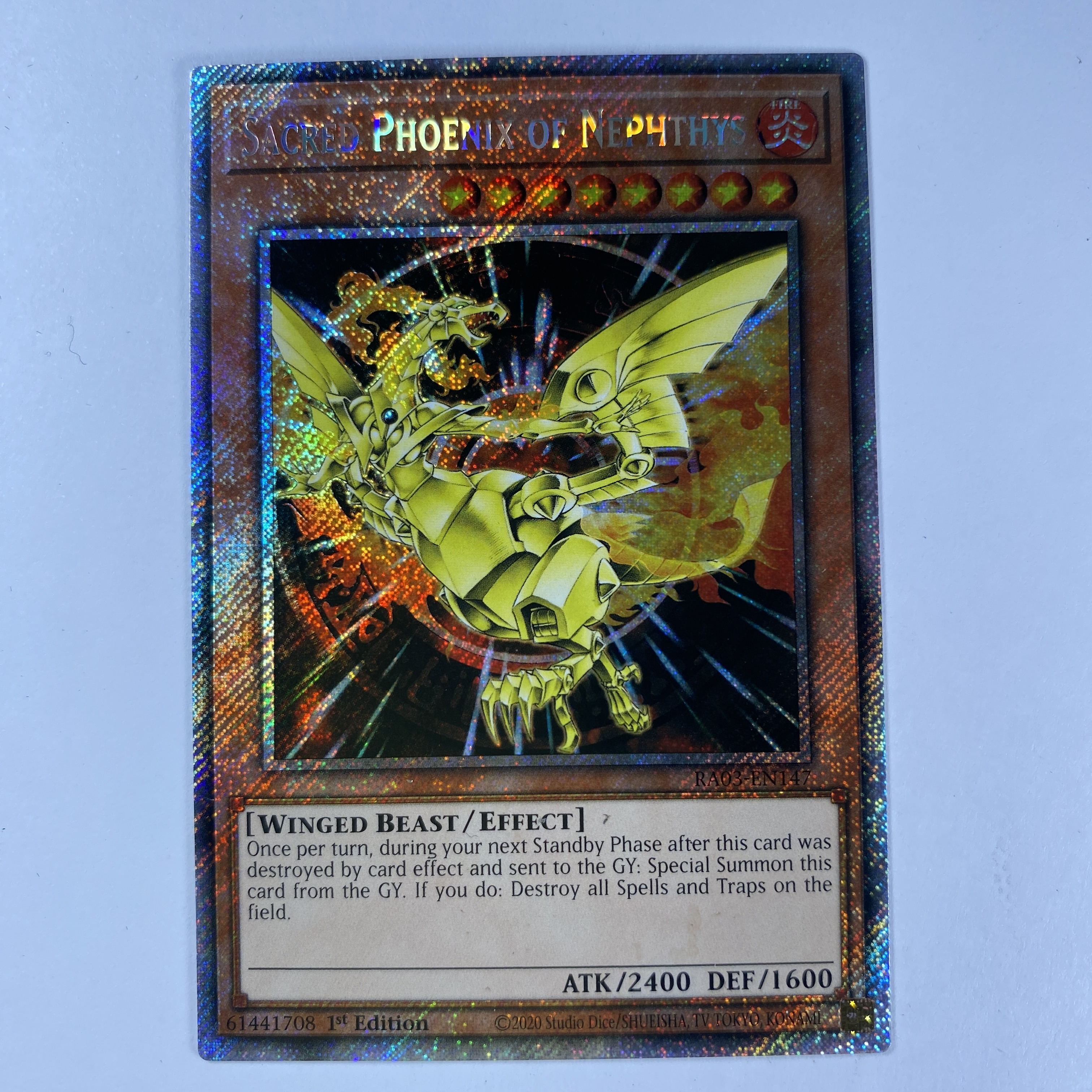 Sacred Phoenix of Nephthys carta yugi RA03-EN147 Platinum Rare 