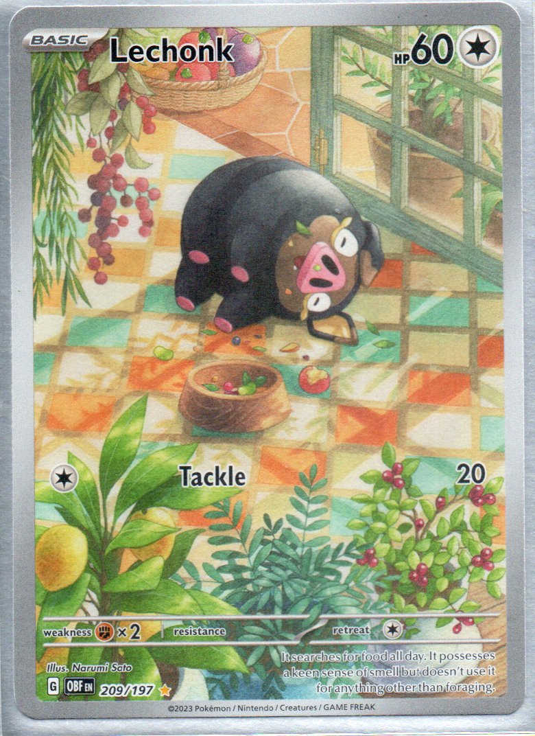 Lechonk 209 illustration Rare Ingles