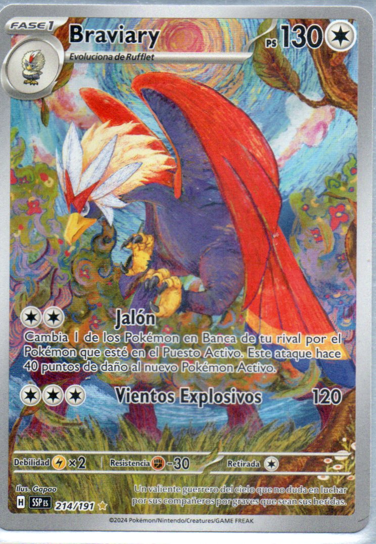 Braviary 214 illustration Rare Español