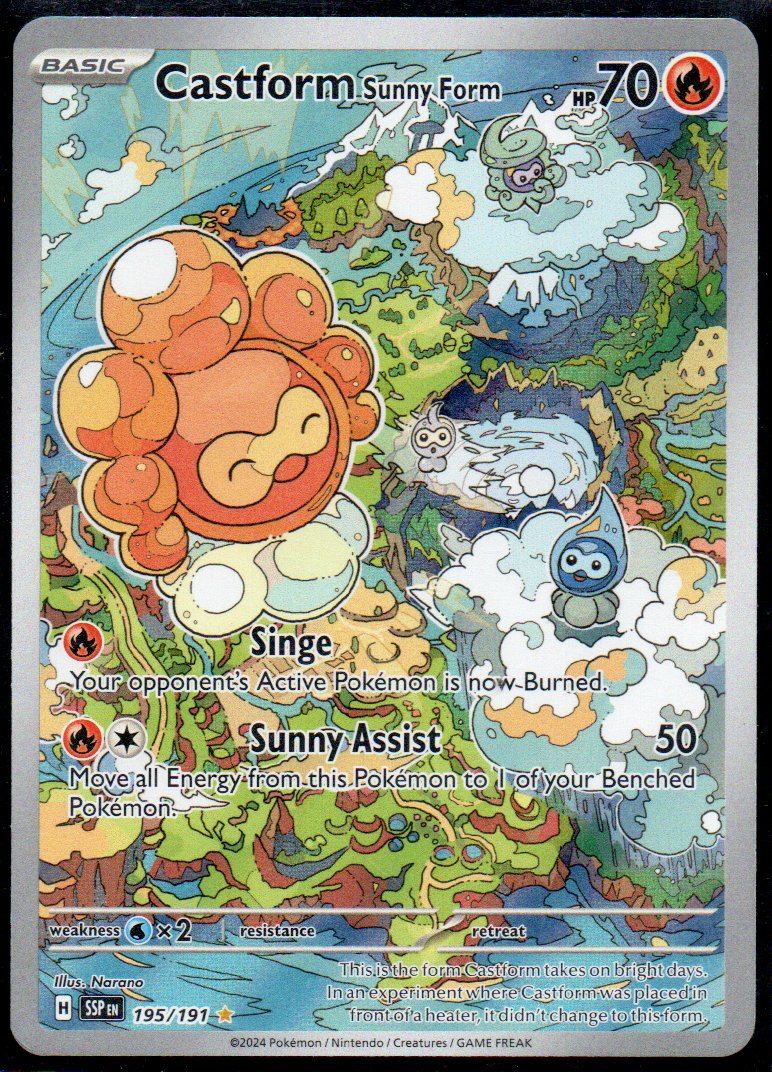 Castform Sunny Form 195 illustration Rare Ingles