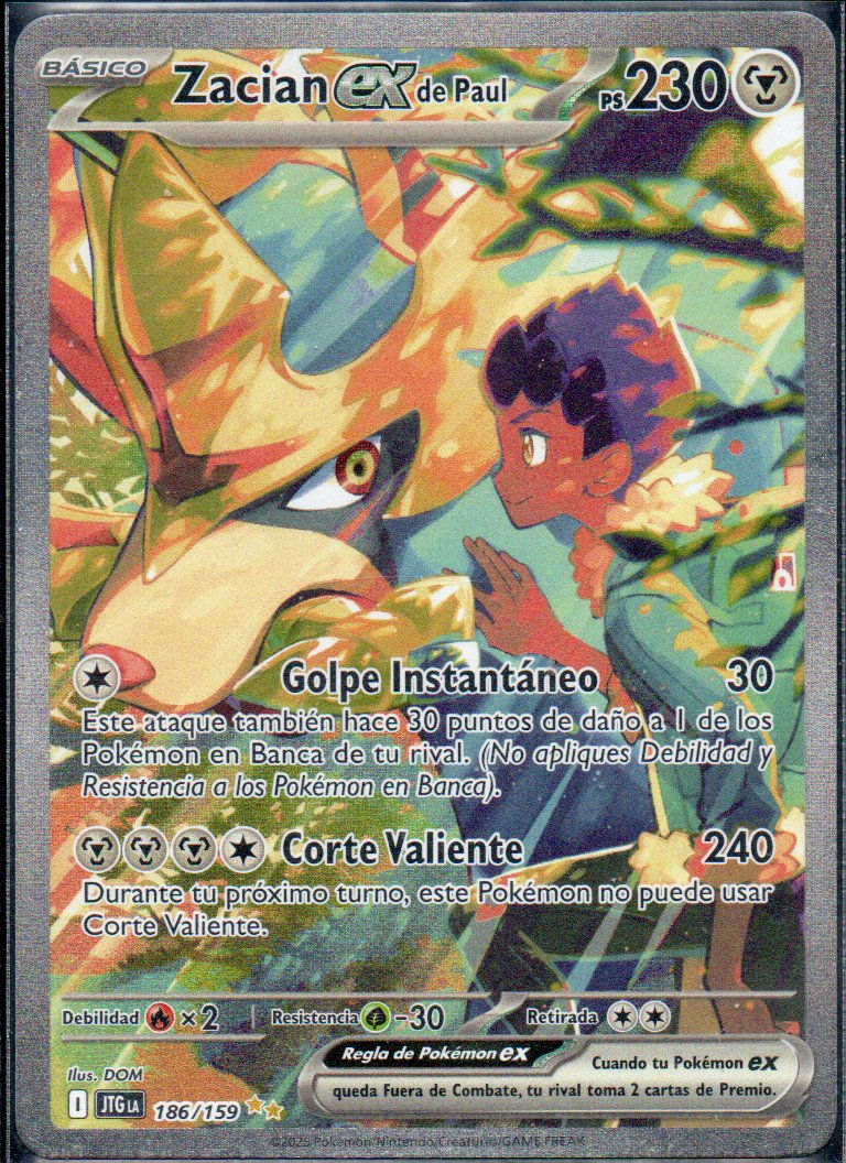 Zacian ex de Paul 186 illustration Rare Español