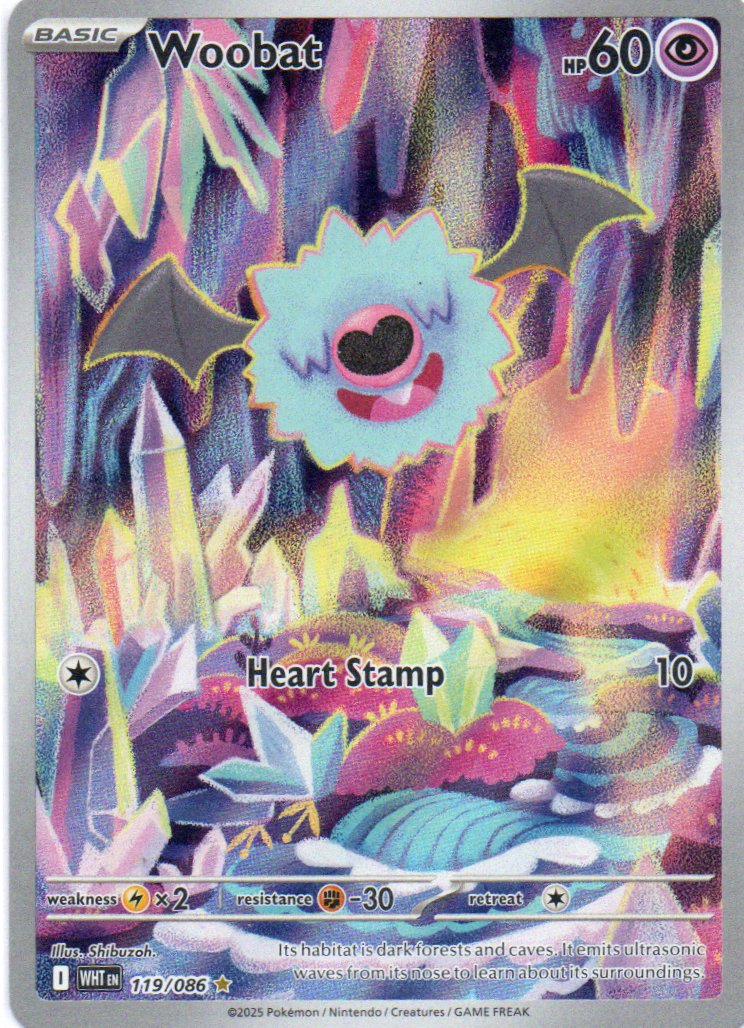 Woobat 119 illustration Rare Ingles