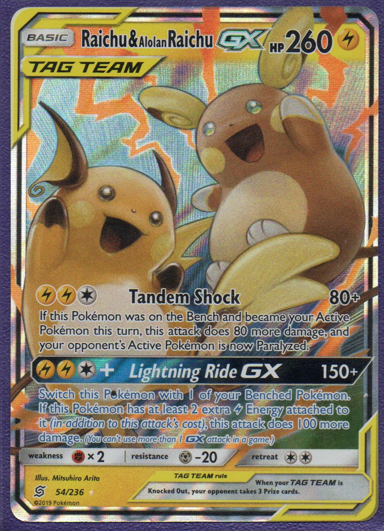 Raichu & Alolan Raichu GX 54 Ultra Rare Ingles