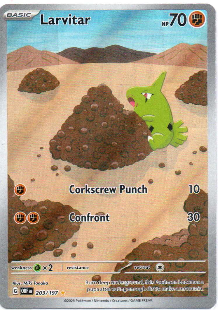 Larvitar 203 illustration Rare Ingles