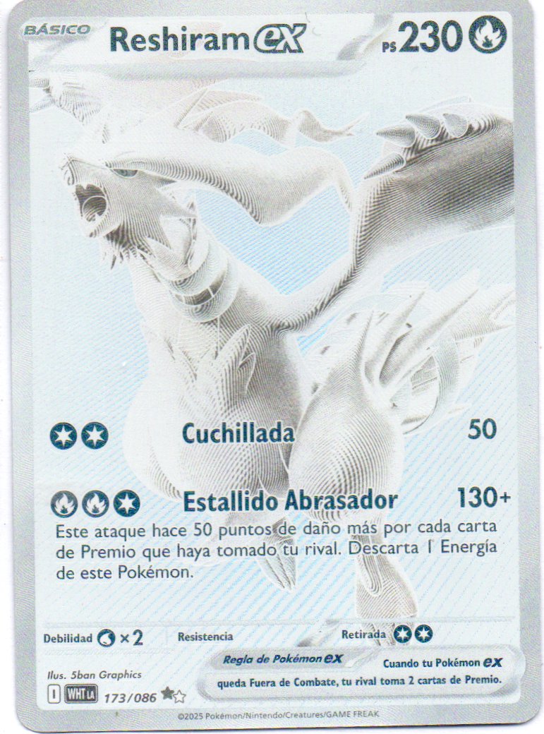 Reshiram ex 173 Black White Rare Español