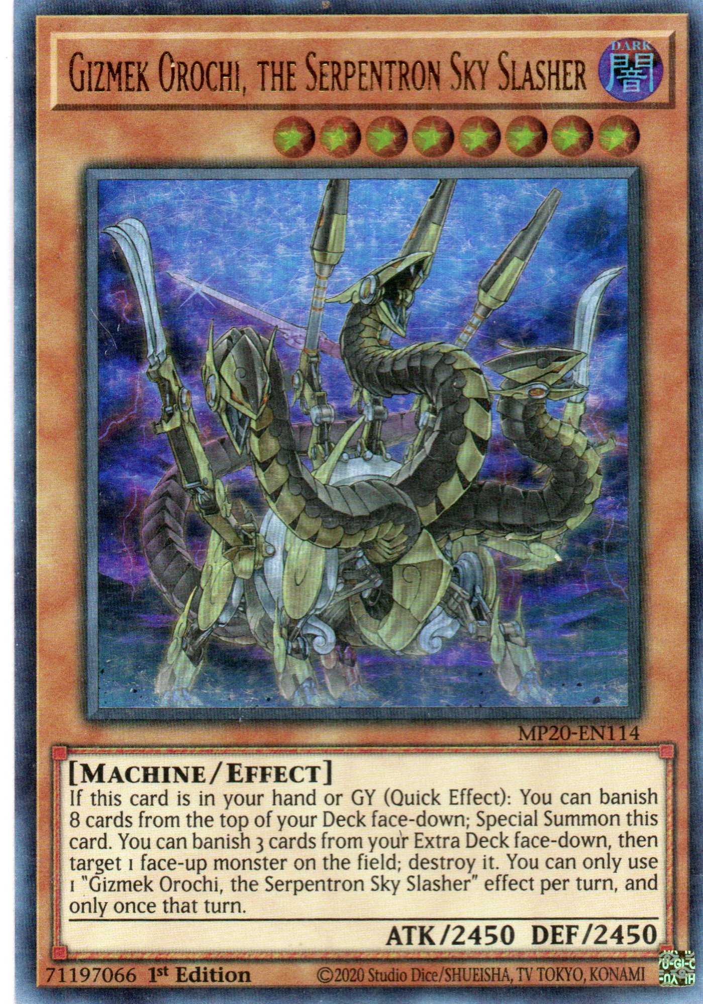 Gizmek Orochi, the Serpentron Sky Slasher MP20-EN114 Ultra rare