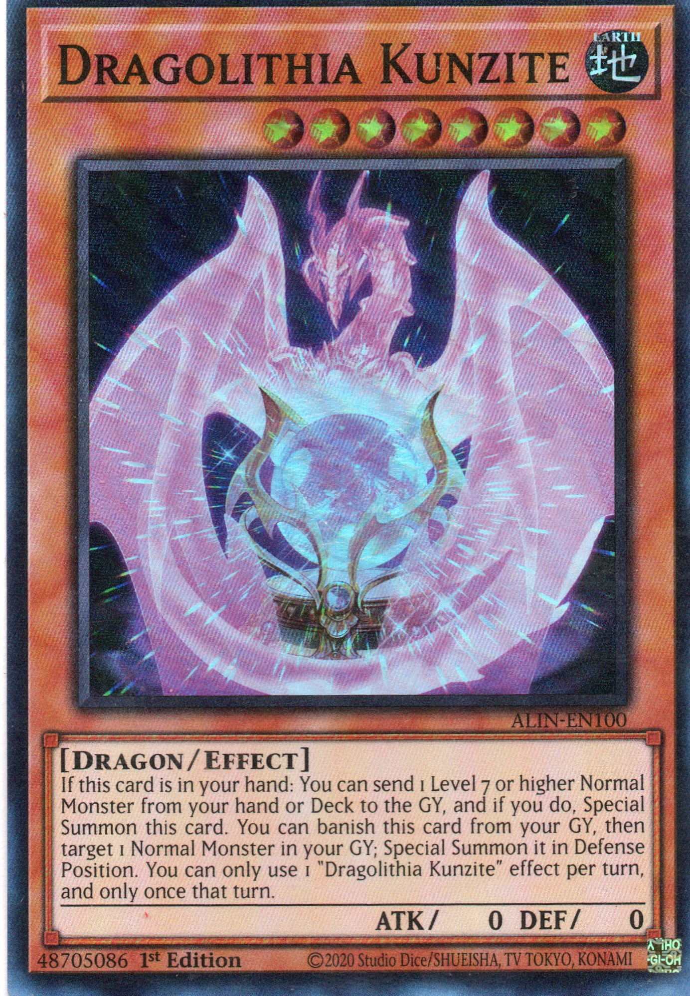 Dragolithia Kunzite ALIN-EN100 Super rare