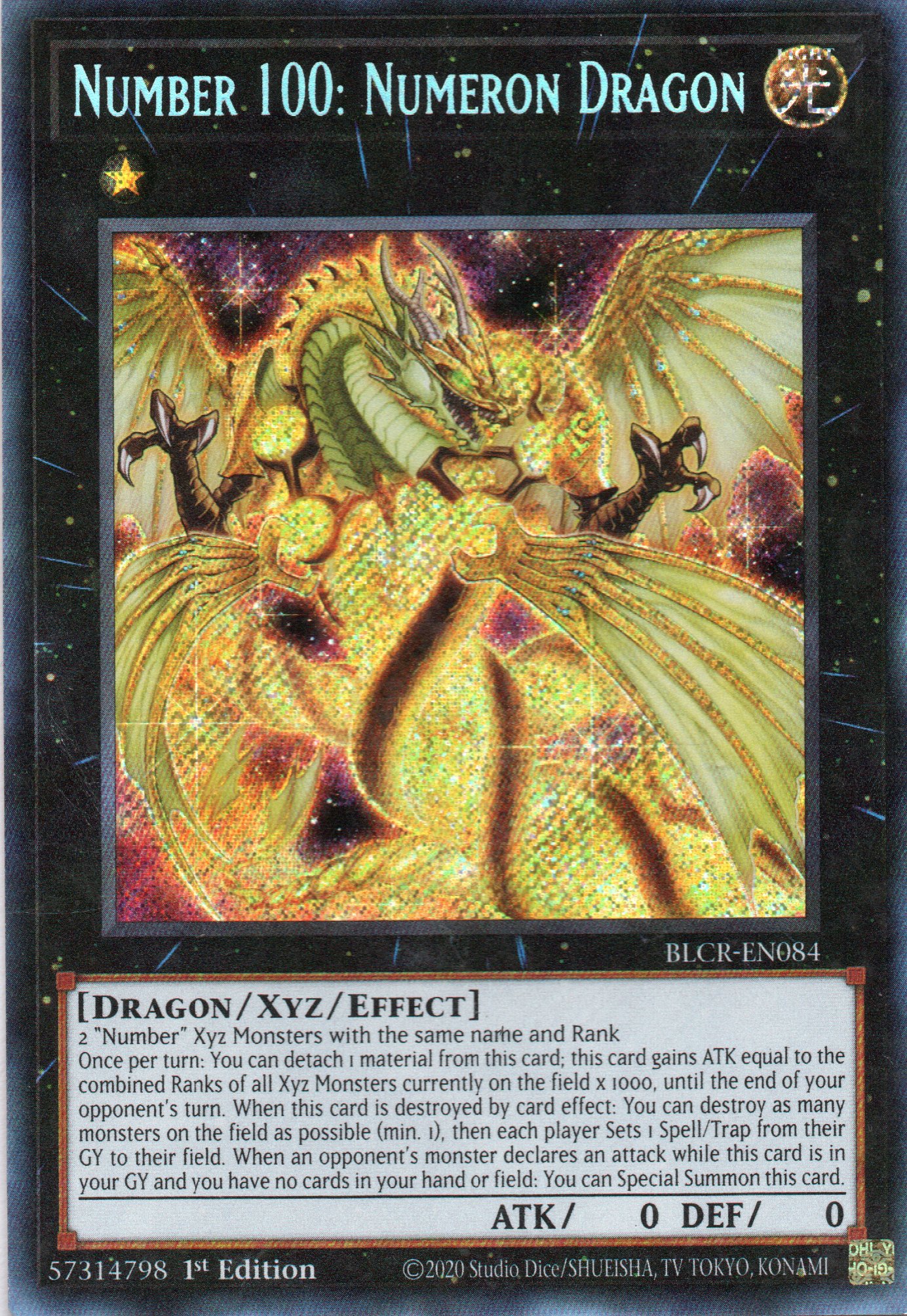 Number 100: Numeron Dragon BLCR-EN084 Secret rare